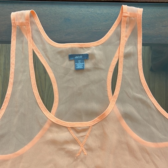 Sheer aerie orange flowy top. - Picture 2 of 3
